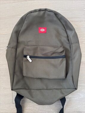Dickies Olive Canvas Backpack with Front Zip Pocket